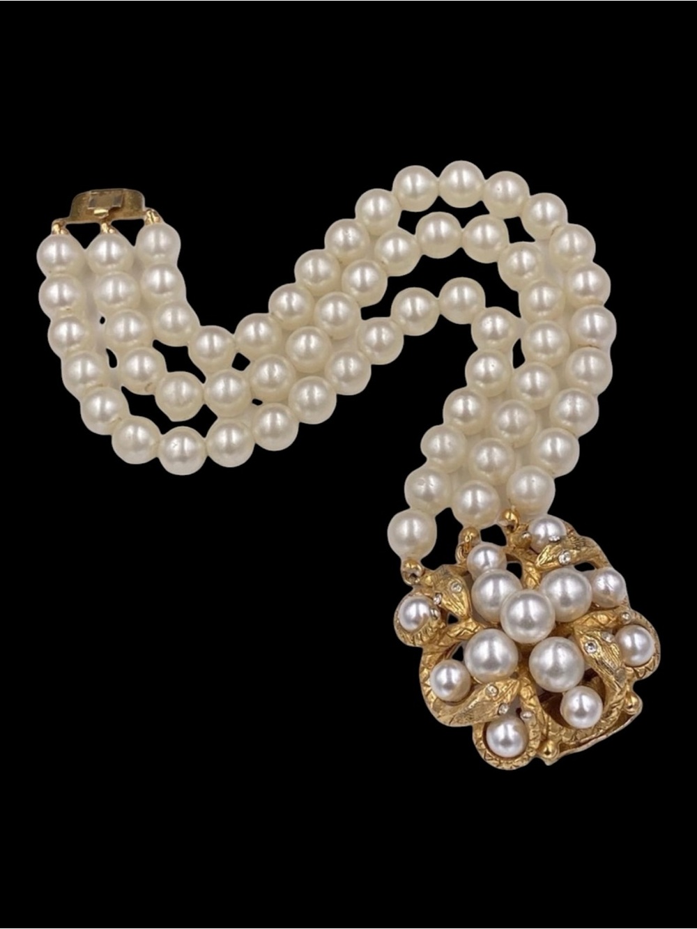 Vintage Florenza Coiled Snakes Faux Pearl Bracelet